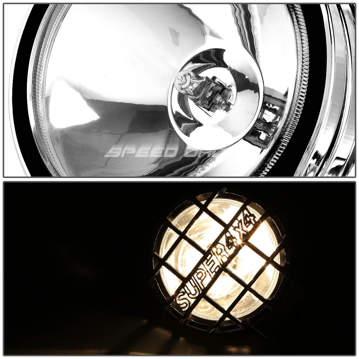 6″ ROUND CHROME HOUSING CLEAR FOG LIGHT/OFFROAD SUPER 4X4 GUARD WORK LAMP+SWITCH