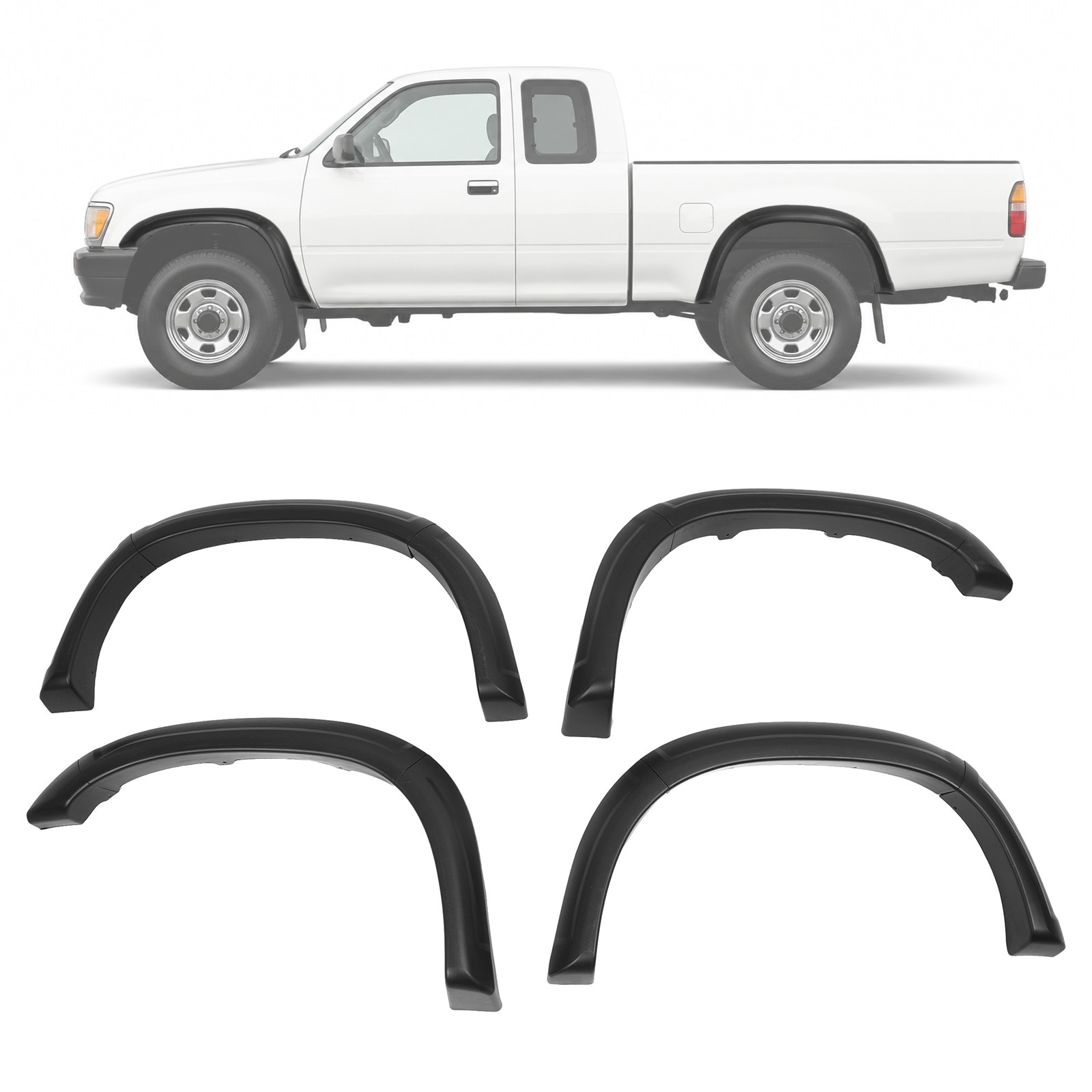 Front Rear Fender Flares Set Textured Black For 1993-1998 Toyota T100