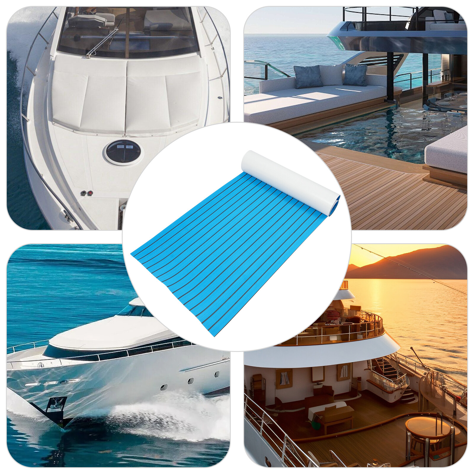 Self-Adhesive EVA Foam Anti-Slip Mat for Boat Decking, 94 × 35 in
