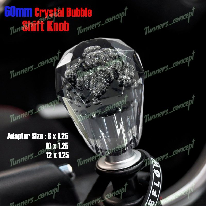 Black VIP Style 60mm Manual MT Diamond Crystal Bubble Shifter Knob Universal