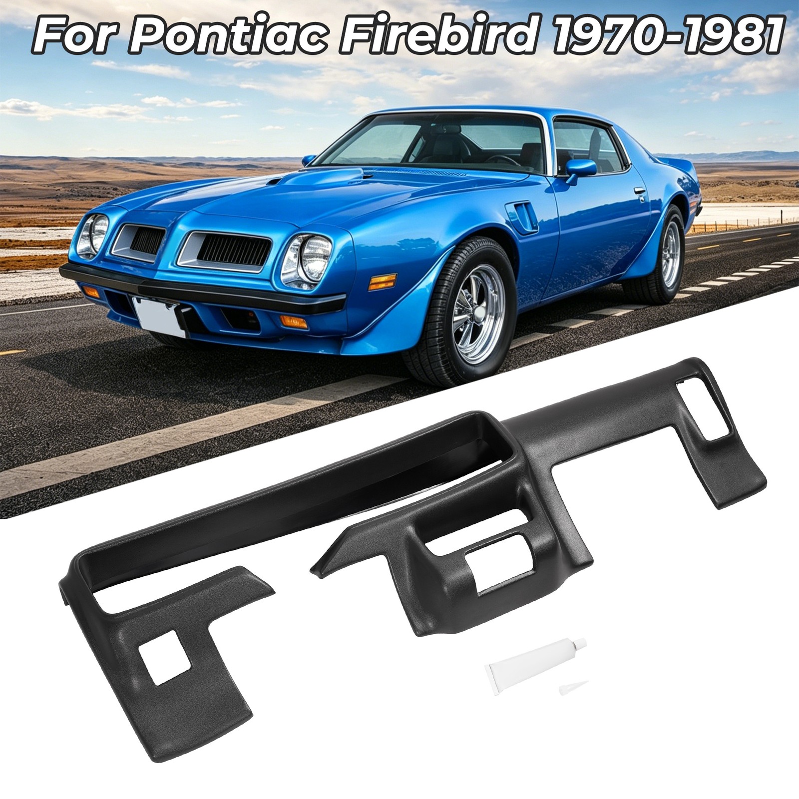 Black ABS Plastic Dashboard Pad Dash Cover Cap For 1970-1981 Pontiac Firebird