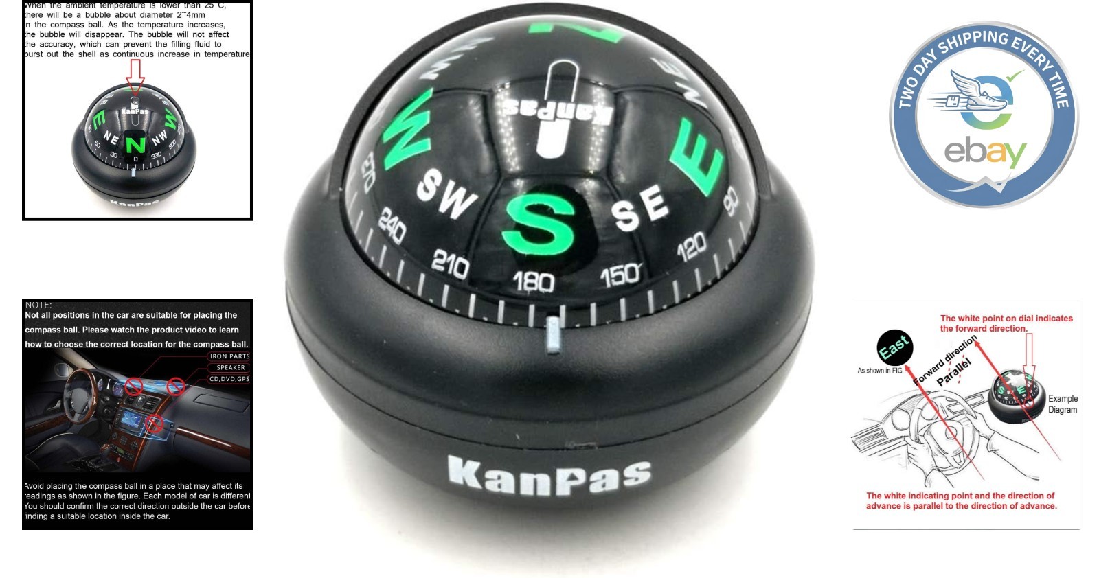 Versatile Waterproof Compass Ball for Cars & Boats – Easy Installation Included