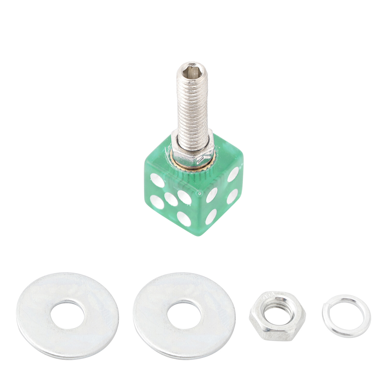 4x Motorcycle Bike Plastic Green Dice License Plate Bolt On Screw On Frame Nut