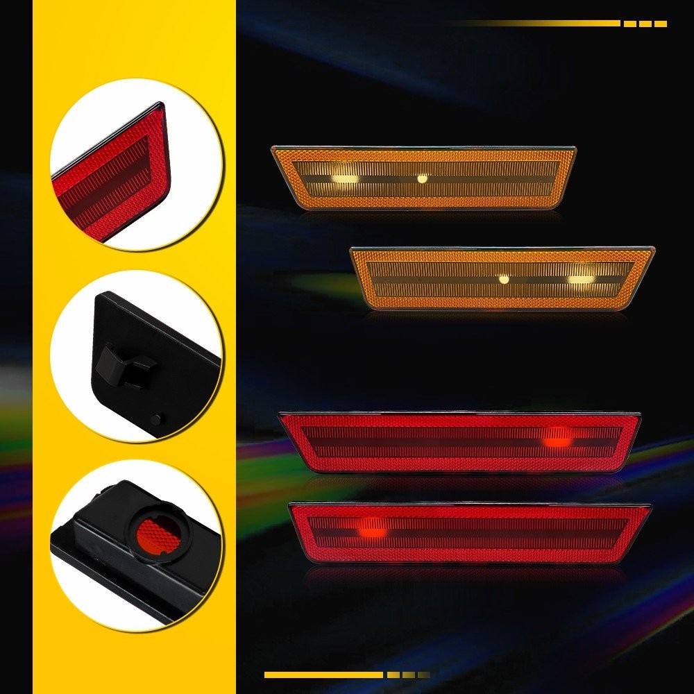 Front&Rear Lens Side Marker Lights Covers Kit For 2008-2014 Dodge Challenger