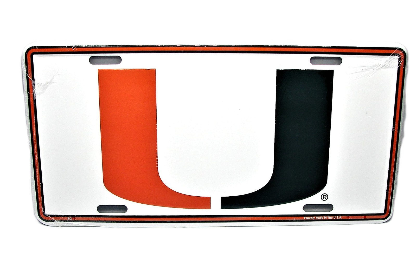 Licensed NCAA MIAMI HURRICANES 3D EMBOSSED METAL CAR NOVELTY LICENSE PLATE