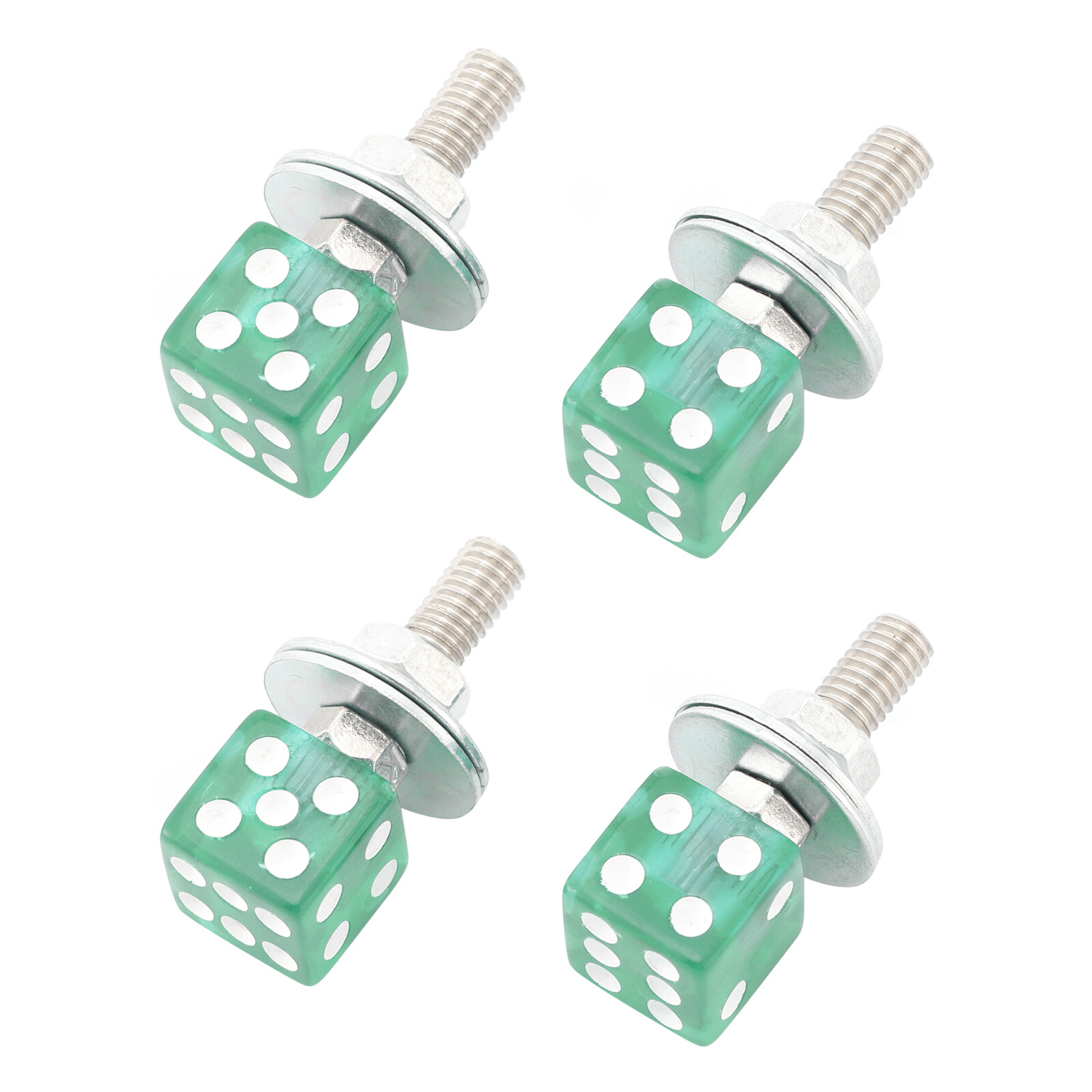 4x Motorcycle Bike Plastic Green Dice License Plate Bolt On Screw On Frame Nut