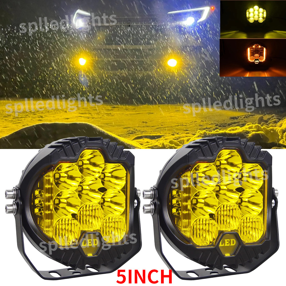 2×5 Inch 172W LED Yellow /White Pod Lights w/ Amber DRL fit Jeep Wrangler JK LJ