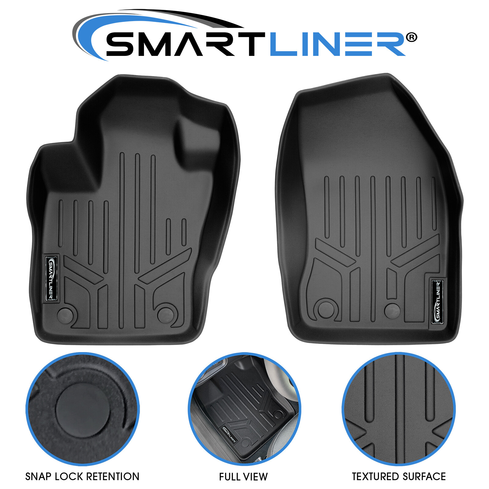 SMARTLINER Custom Fit 1st Row Black Floor Mat Liners For 2015-2021 Jeep Renegade