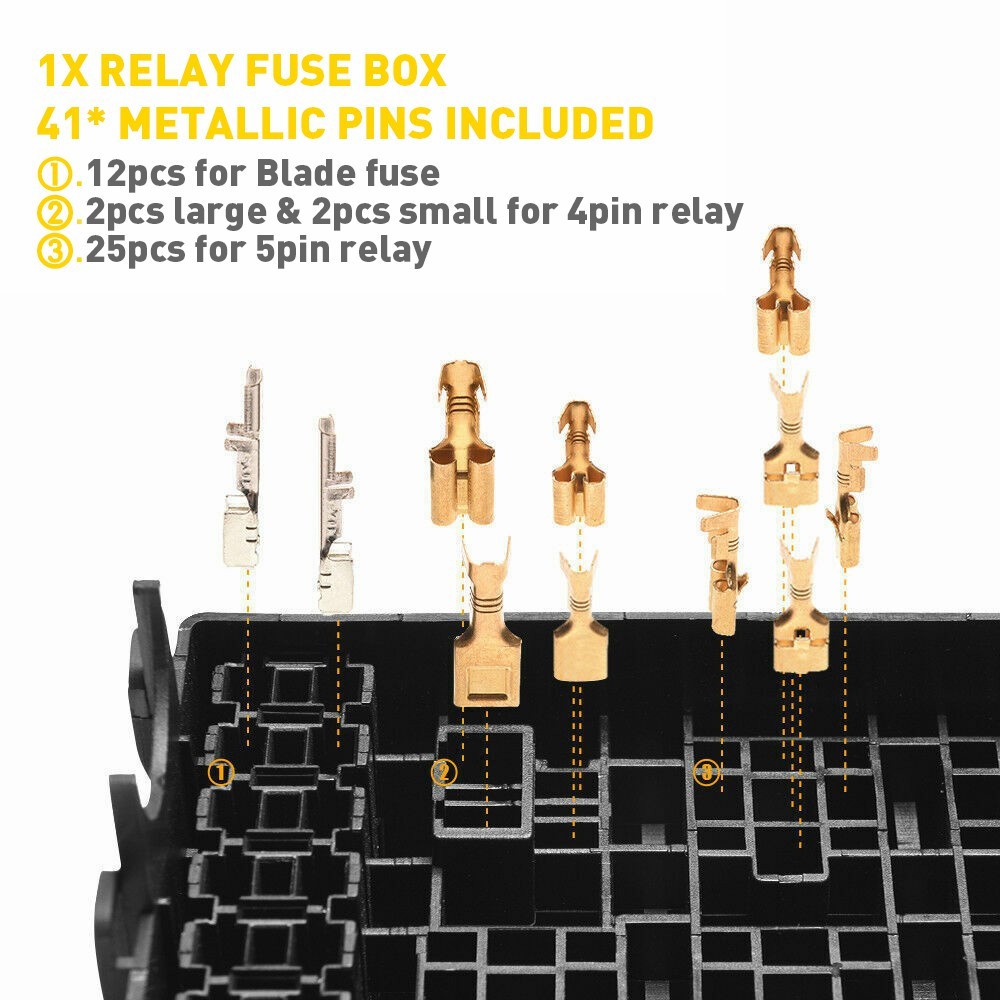 Universal Auto Waterproof Fuse Relay Box Block 6 Relay 6 ATC/ATO Fuses Accessory