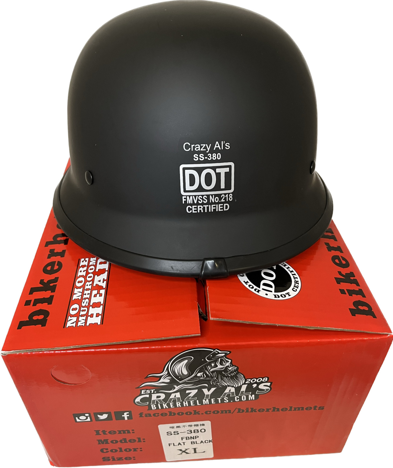 Crazy Al’s/ WSB World’s Smallest Lightest FLAT BLACK– DOT German Helmet- REAL