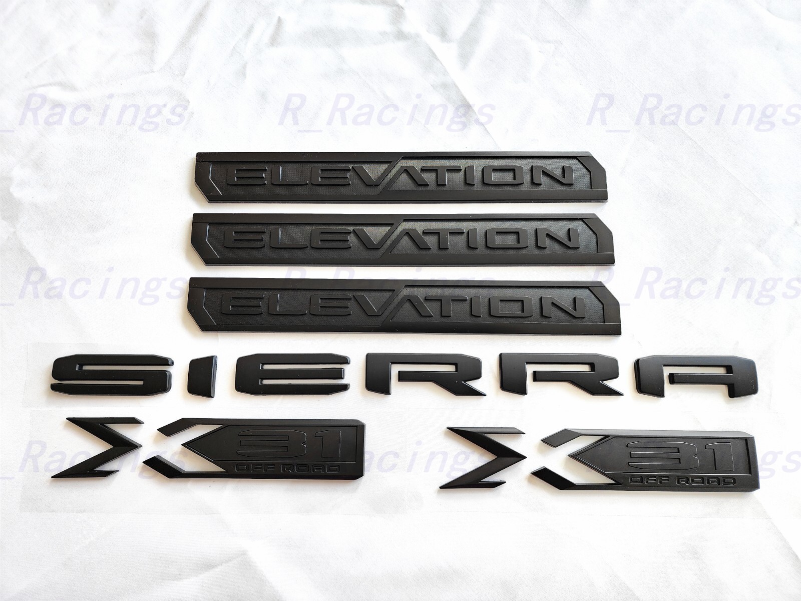 6PCS Matte black Door Rear Elevation Sierra Bed X31 Emblem 2019-2023 Sierra 1500