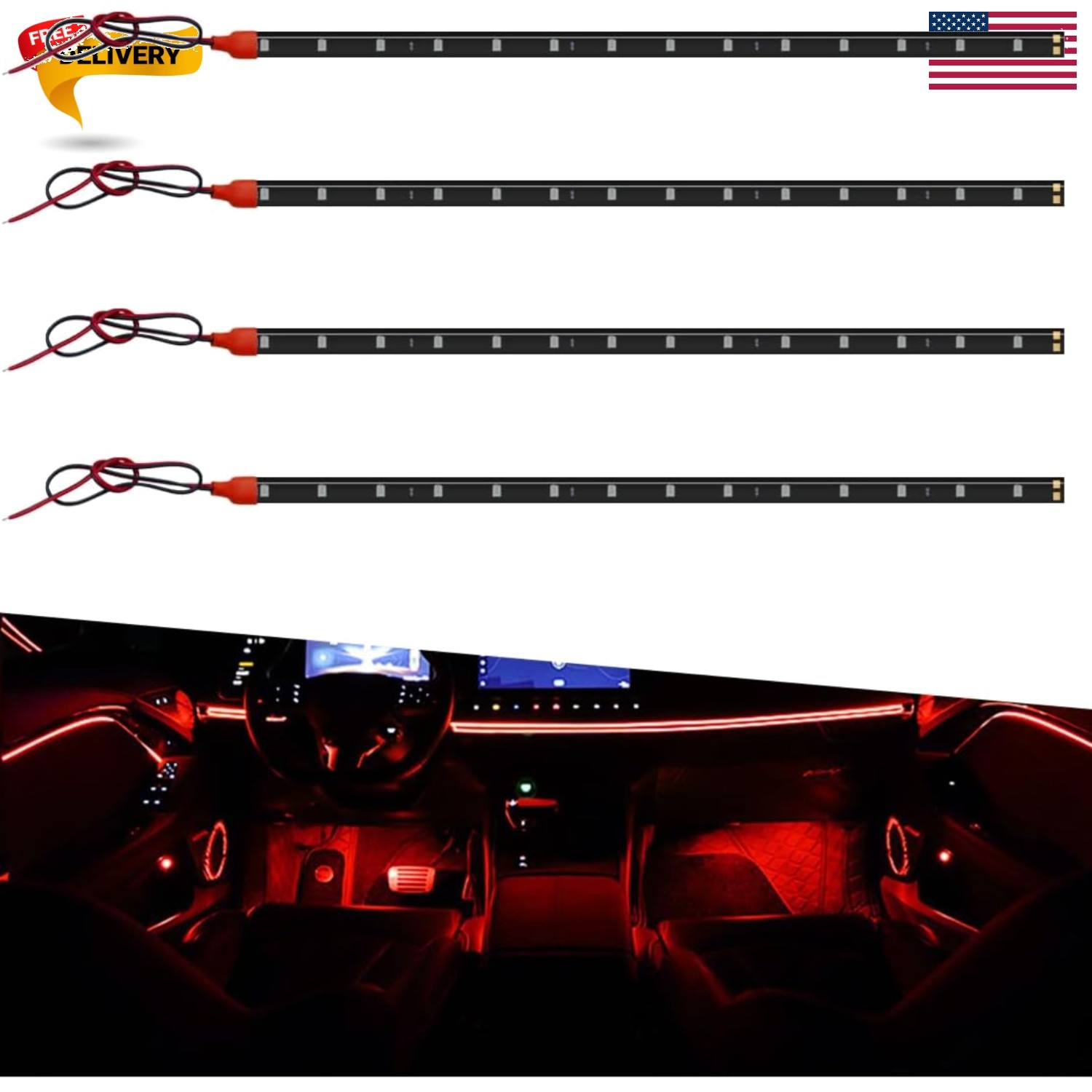 4PCS DC 12V Waterproof Car LED Light Strip, 30CM/1Ft 3528 15SMD Car Underbody…