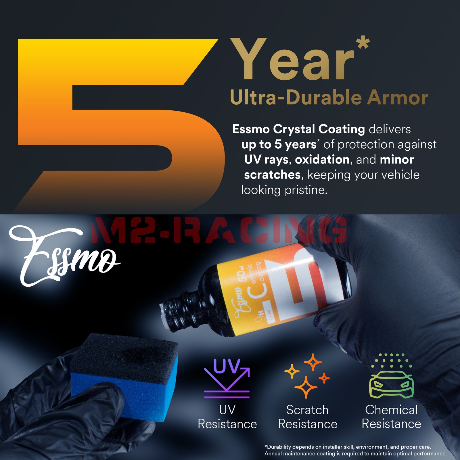 ESSMO 5 Year 9H Crystal Ceramic Coating Car Auto Paint Protection Kit Detailing