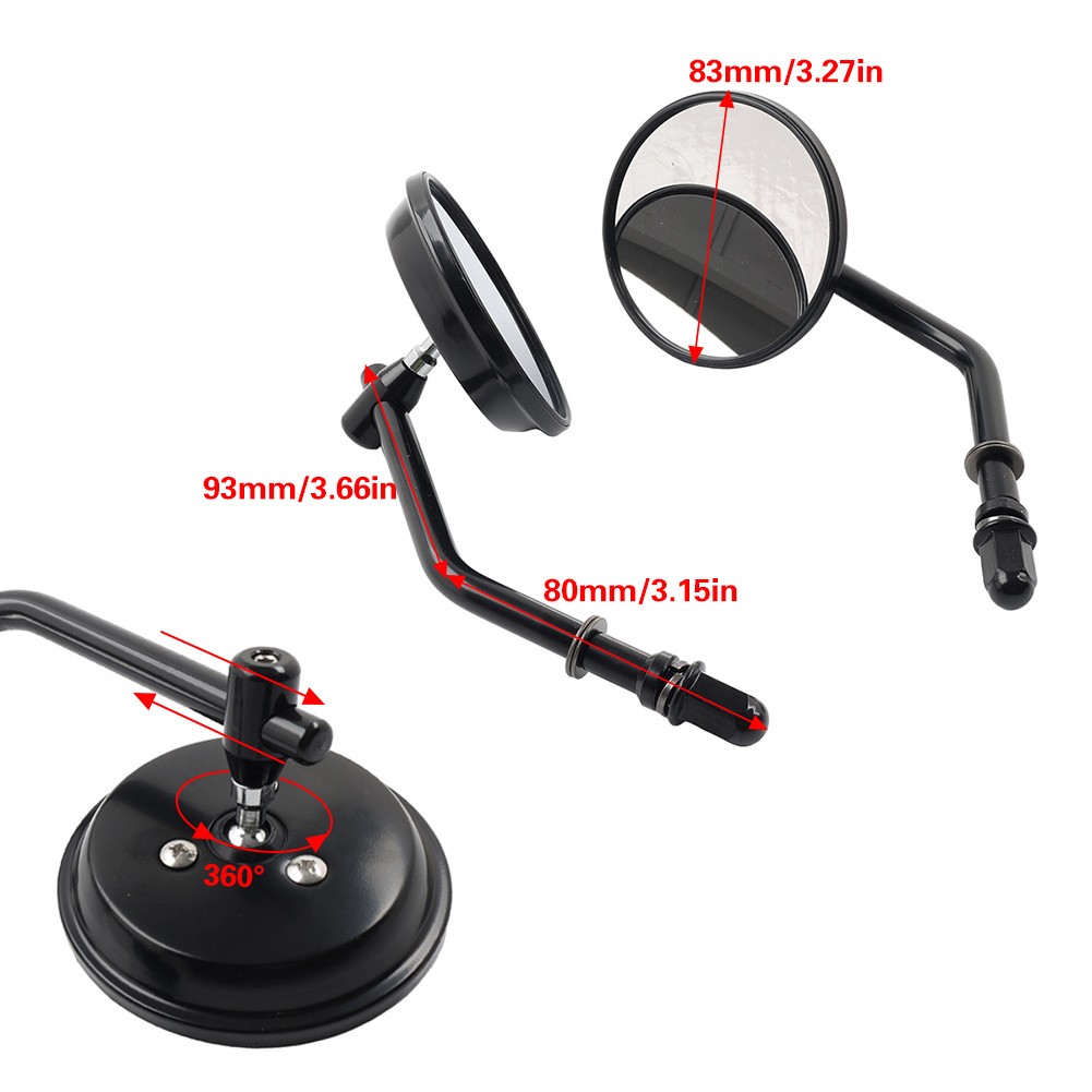 Motorcycle Round Retro Rearview Side Mirrors For Harley Davidson Sporster 8mm