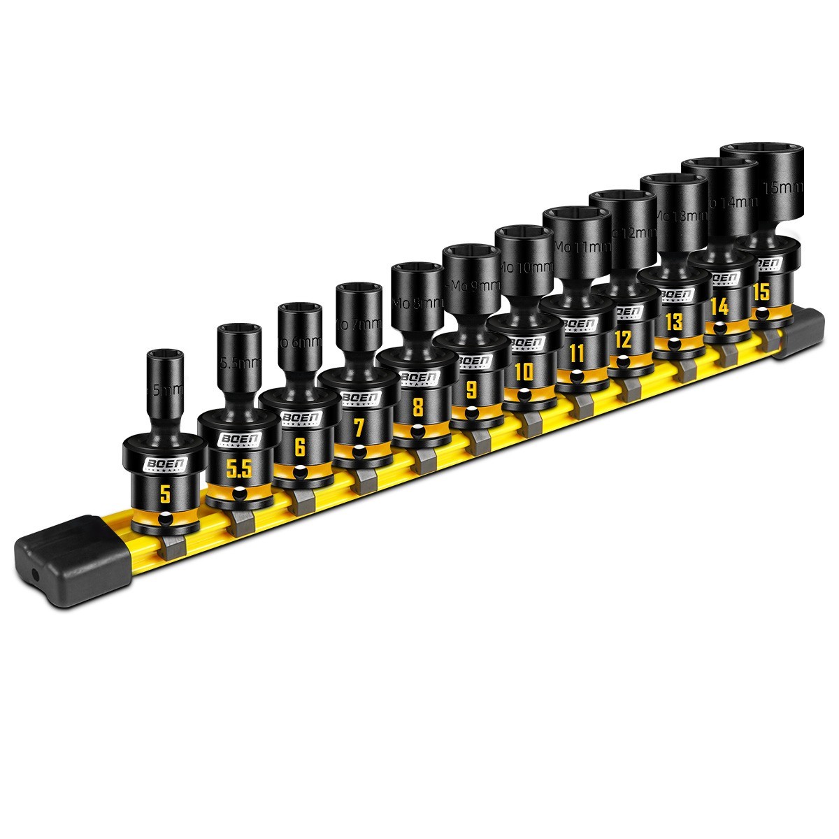 12-Piece 1/4″ Drive Metric Impact Swivel Socket Set (5-15mm)