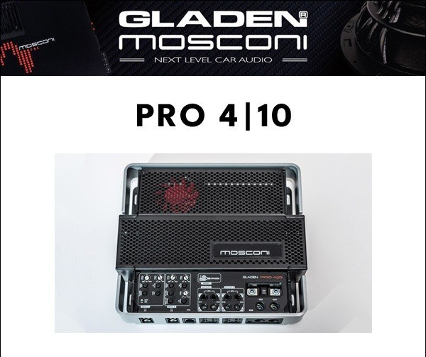 Gladen Mosconi Pro 4/10 4-Channel High-End Class AB Car Amplifier Size 235x205mm