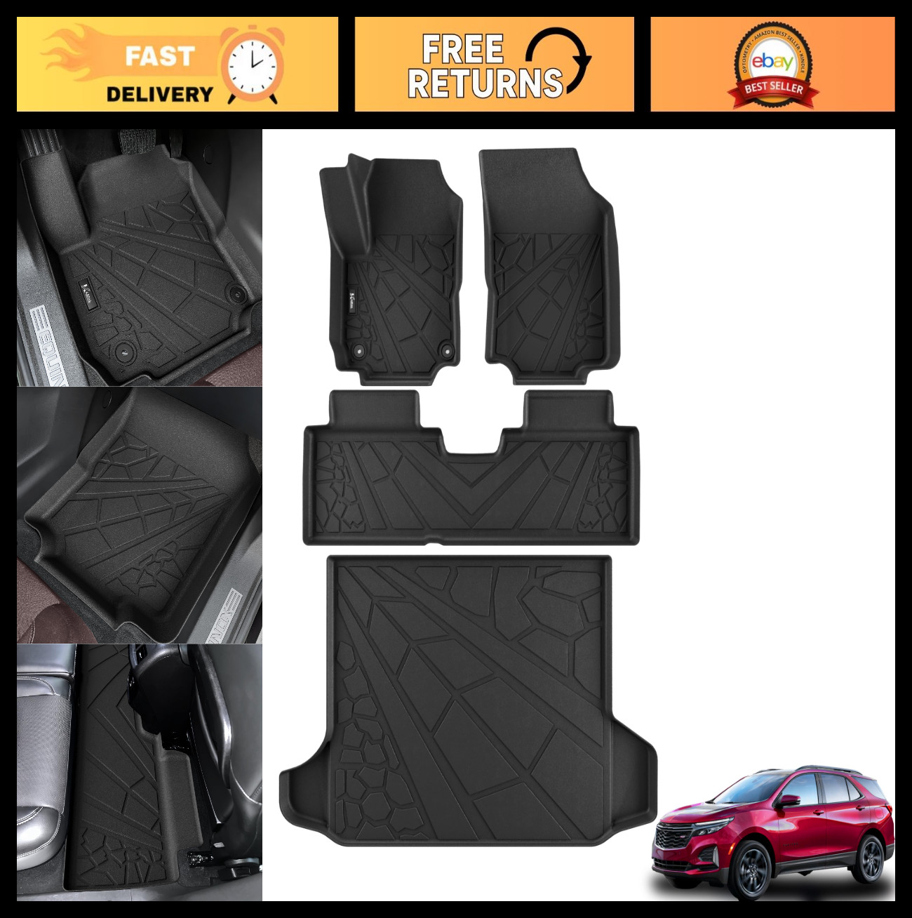 Custom Fit All-Weather Floor Mats Set for 2018-2024 Chevy Equinox & GMC Terrain