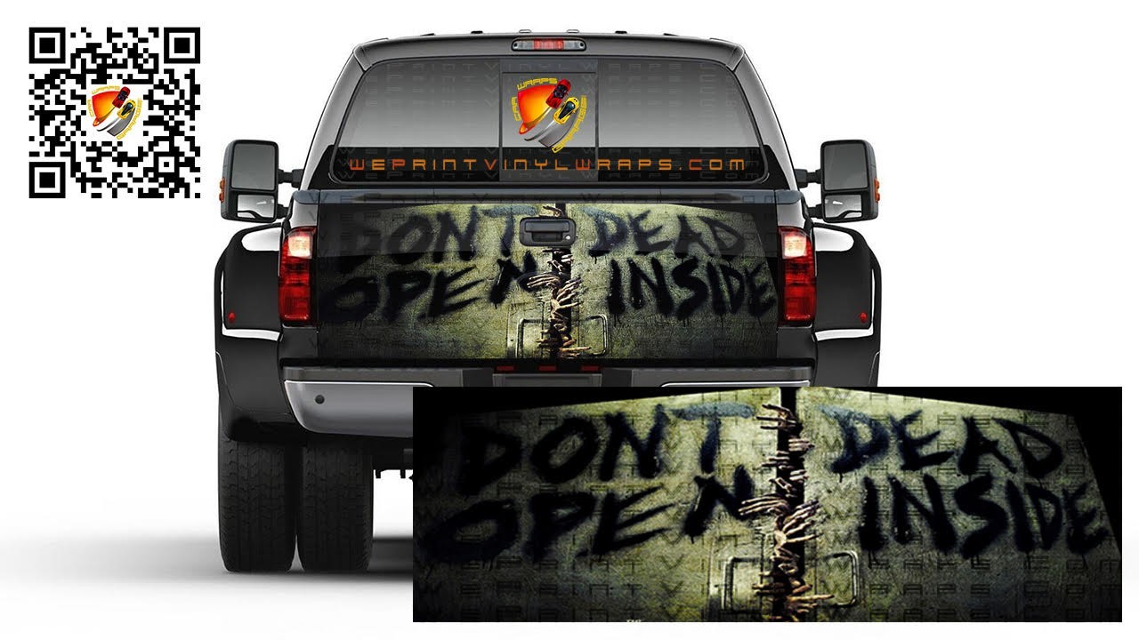 Zombie Scary Don’t Open Dead Inside Tailgate Wrap Vinyl Graphic Decal Trucks