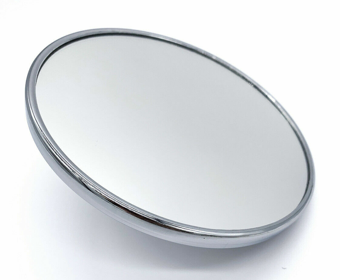 Pair (2) Flat 5″ Round Chrome Side Rear View Mirrors With Ribbed Back