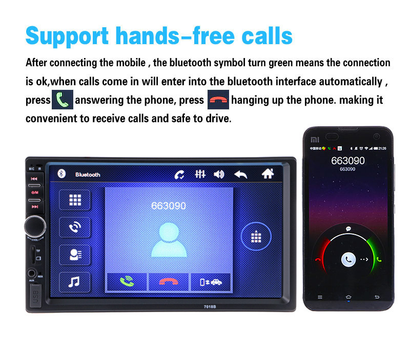 Car Video MP5 Player 2 Din 7″ Touchscreen FM Bluetooth Radio Audio Stereo Camera