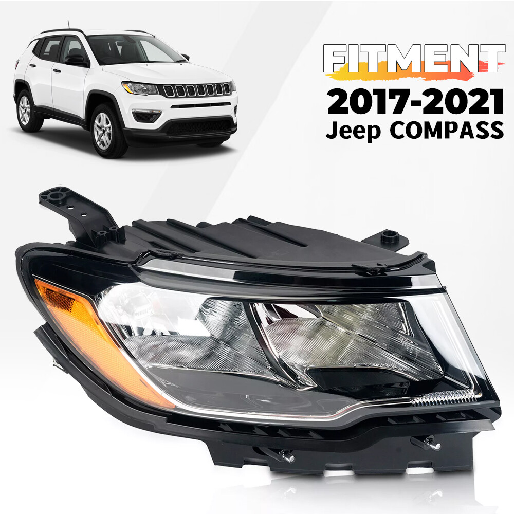Halogen Headlight For Jeep Compass 2017-2021 Passenger Side Chrome 55112706AF