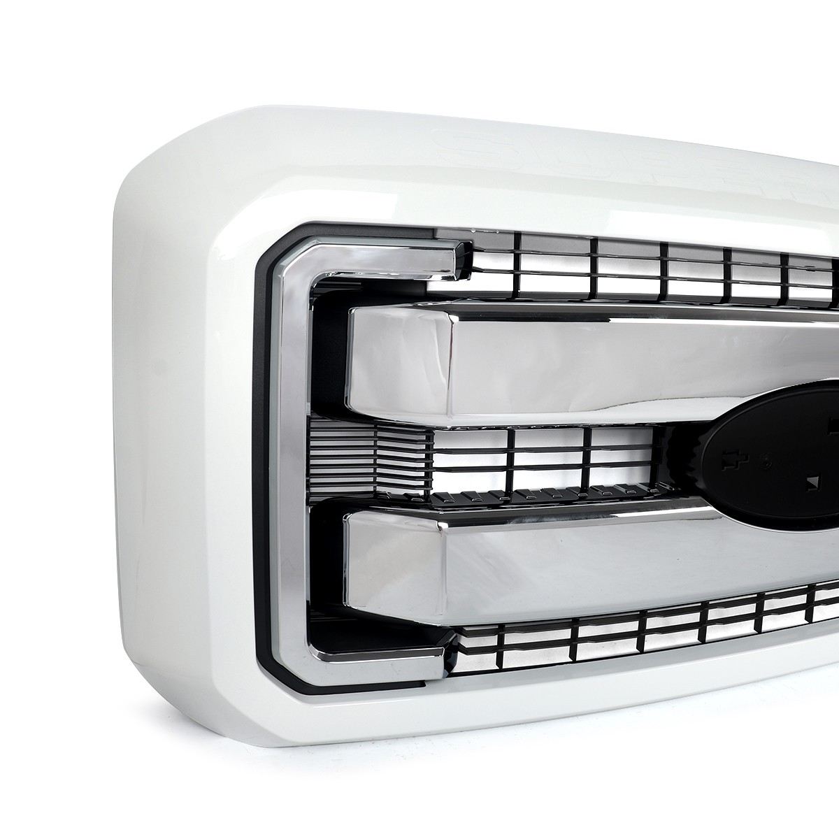 Oxford White & Chrome Front Bumper Grille For 2011-2016 Ford F250 F350 SD Lariat