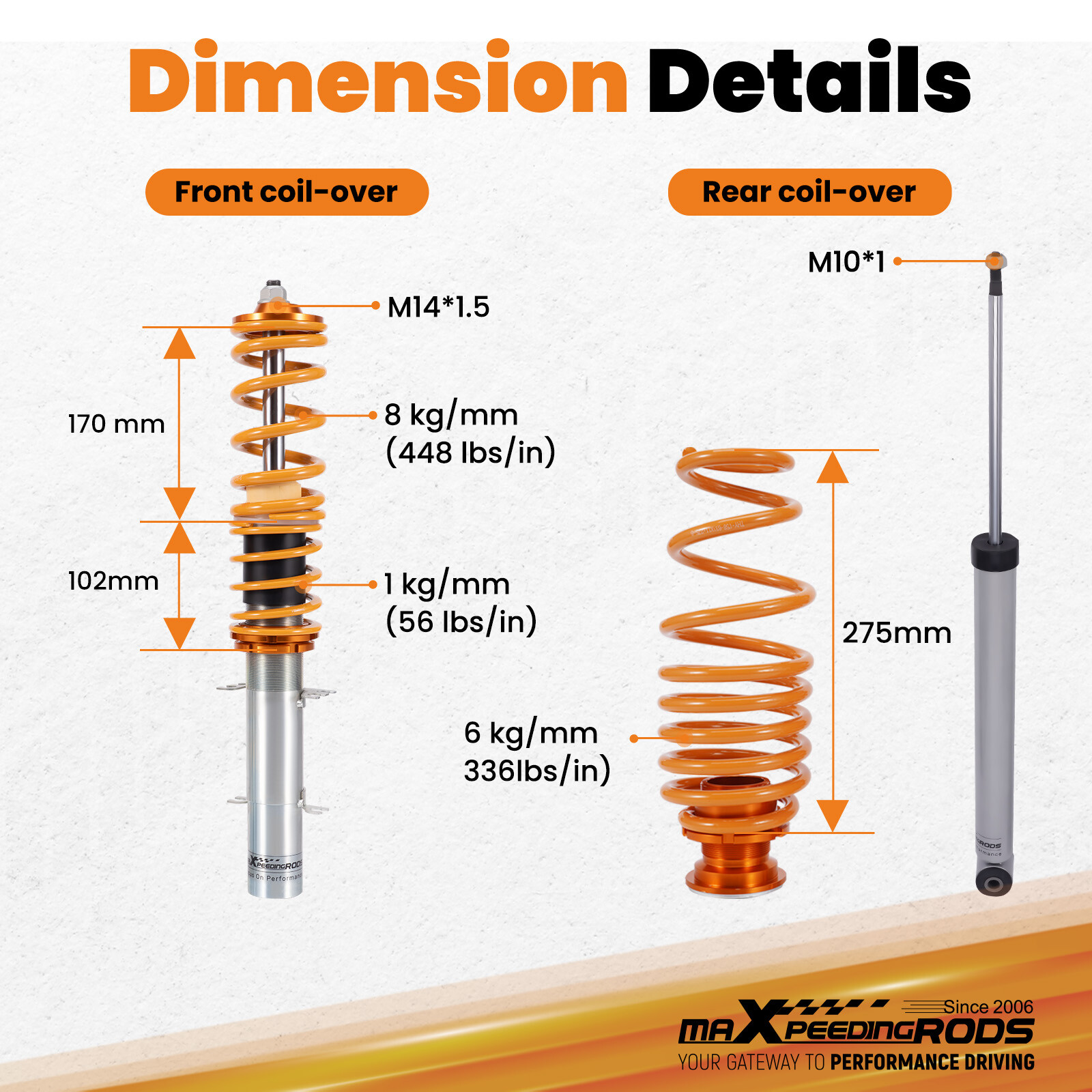 Maxpeedingrods Coilovers Suspension Kit For Volkswagen MK4 Golf & Jetta 99-05