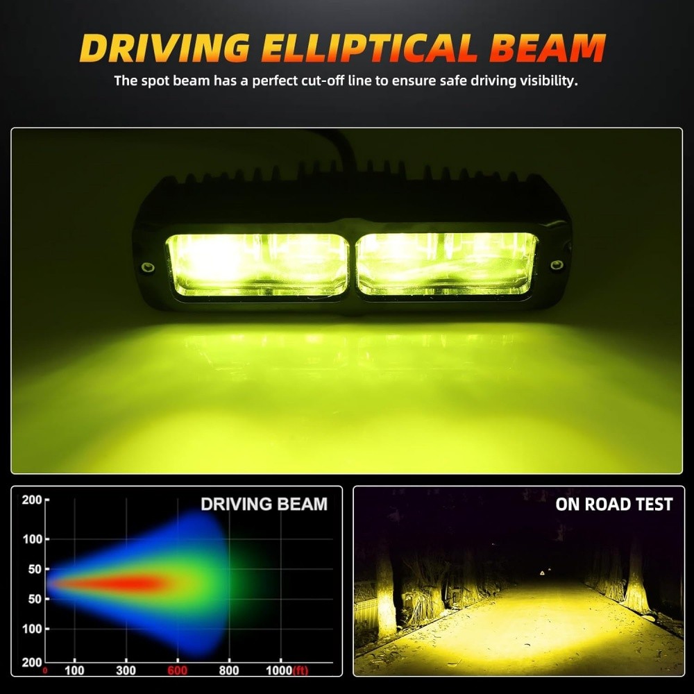 2 Pack 6inch LED Work Light Bar Spot Pods Fog Lamp Offroad Driving Truck 4WD SUV
