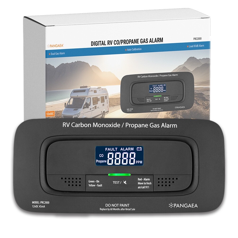 Digital RV Carbon Monoxide & Propane Dual Gas Detector – Hard-Wired DC 12V, LCD