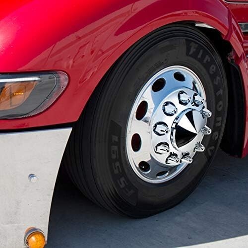 33mm x 2-5/8” Chrome Plastic Push On Style Lug Nut Covers for Semi Truck 60PCS