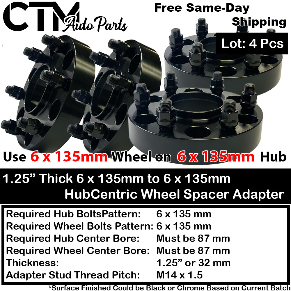 4x 1.25″ Thick 6×135 87mm Bore HubCentric Wheel Spacer F150 Expedition Navigator