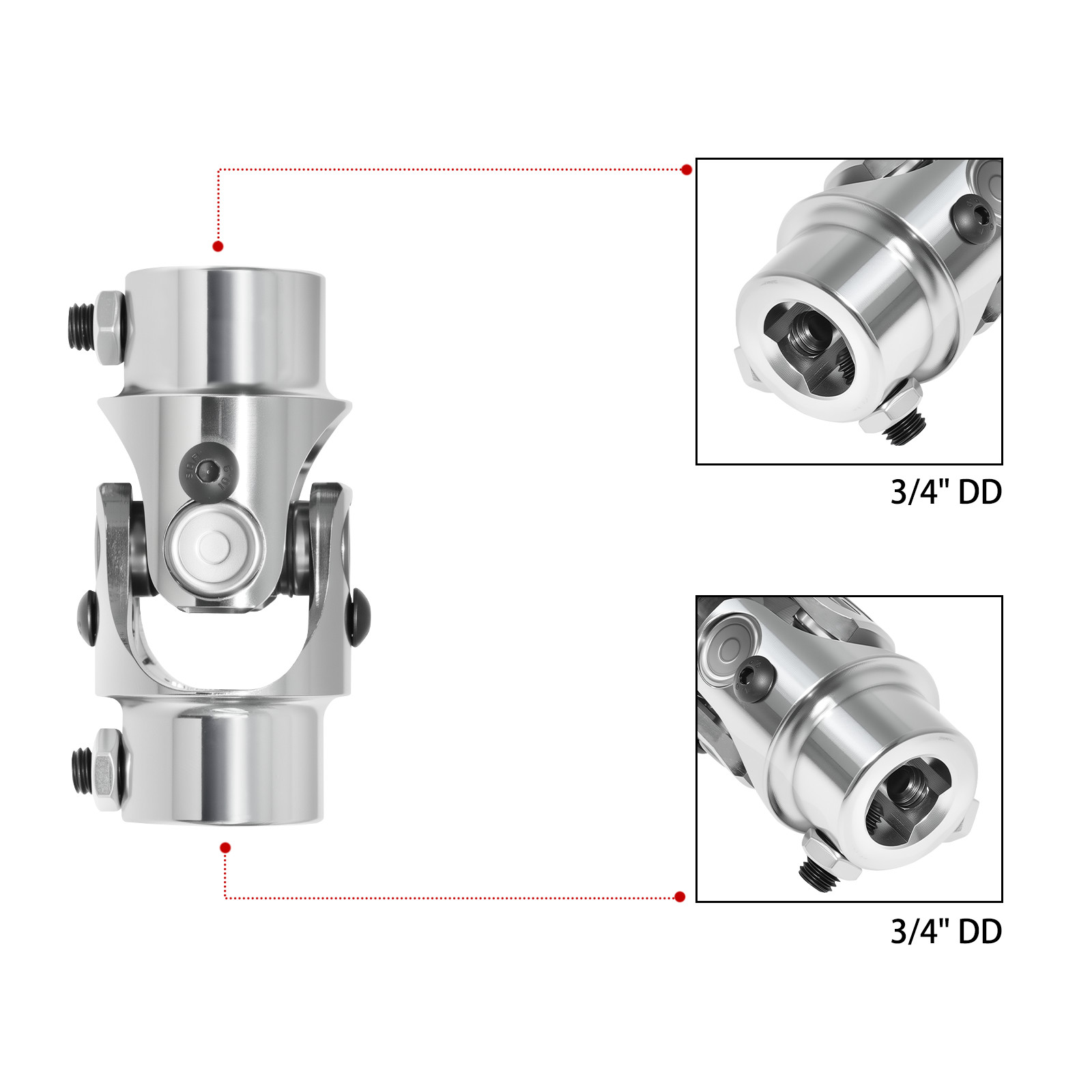 New 3/4″ DD X 3/4″ DD Single Universal Steering Shaft U Joint Chrome Polished