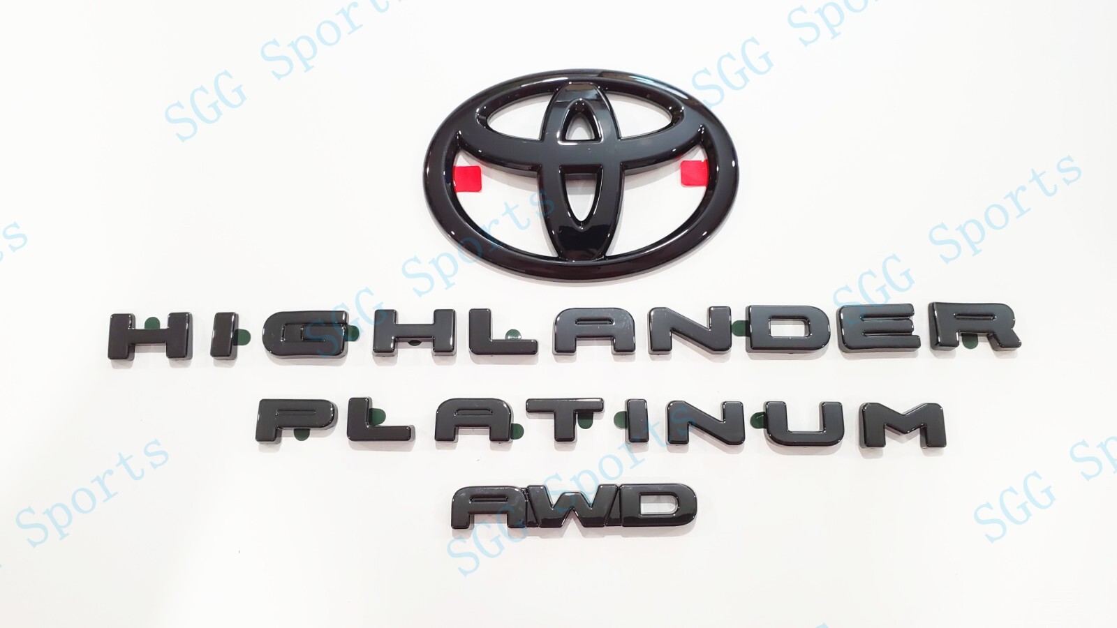 4pc Gloss Black HIGHLANDER Platinum Logo AWD OVERLAY Emblem 2020+ Highlander