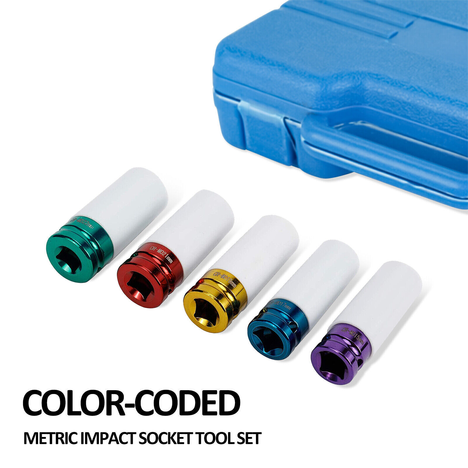 5PC Impact Drive Lug Nut Socket 1/2” Thin Wall Wheel Rim Protector Set 15-22mm