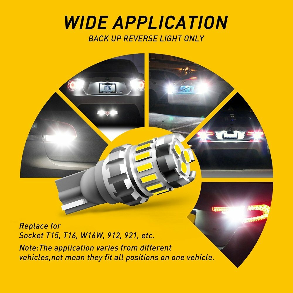 AUXITO T15 LED Reverse Backup Light 921 912 Bulb 4014SMD Chip 6500K Super Bright
