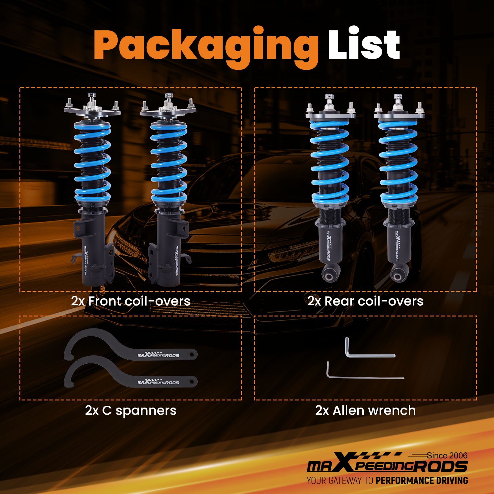 MaXpeedingrods T6 Coilovers for 2017+ Subaru Impreza WRX Sport/Base (GK/GT)