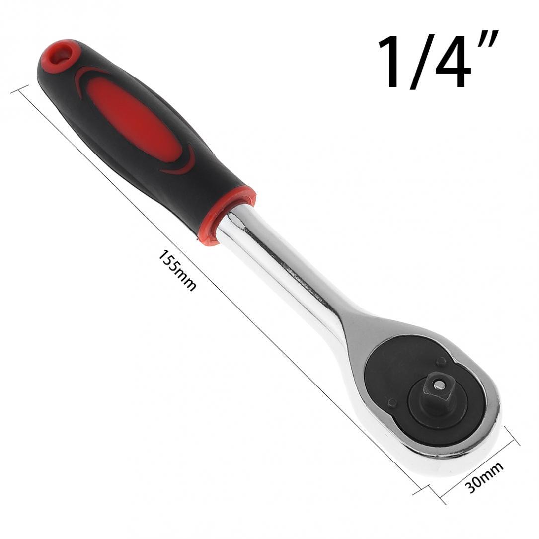 1/4-Inch Drive Ratchet Handle Socket Wrench, 24-Tooth, Quick-release Reversible