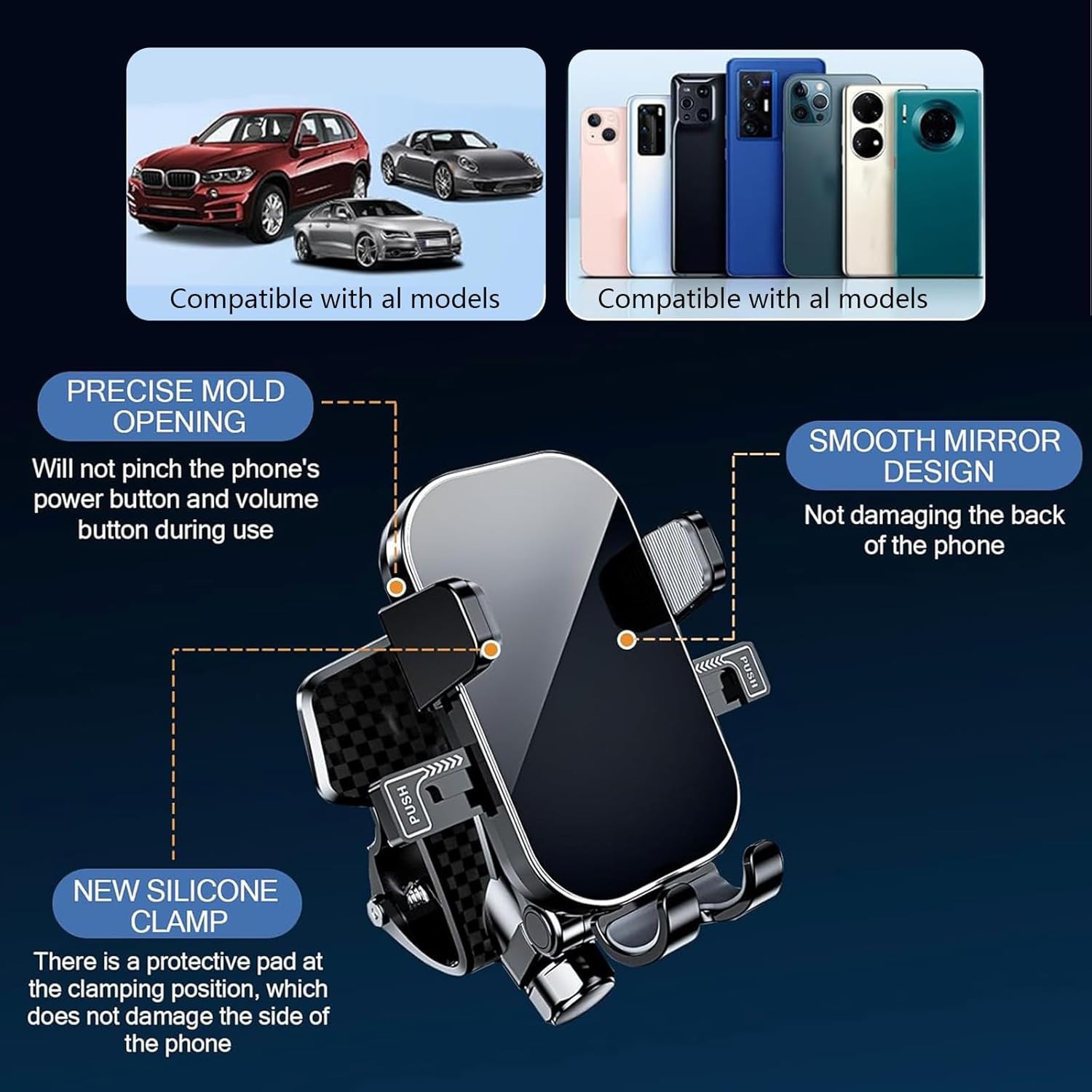 Universal 360° Car Phone Mount Dashboard Holder For Cell Phone Samsung iPhone