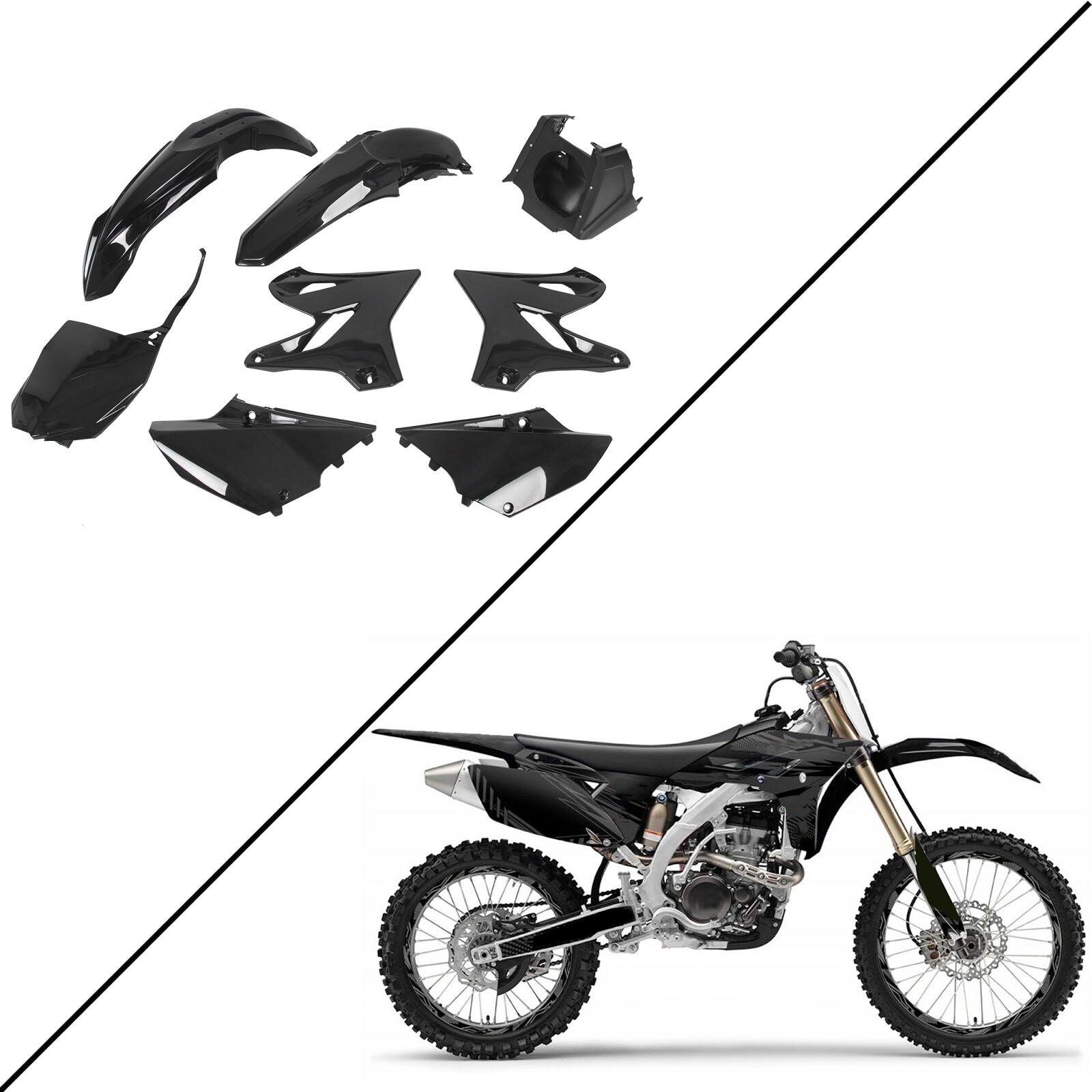 For Yamaha YZ125 YZ250 2002-2020 Restyle Black Plastic Kit Set 2018 Style