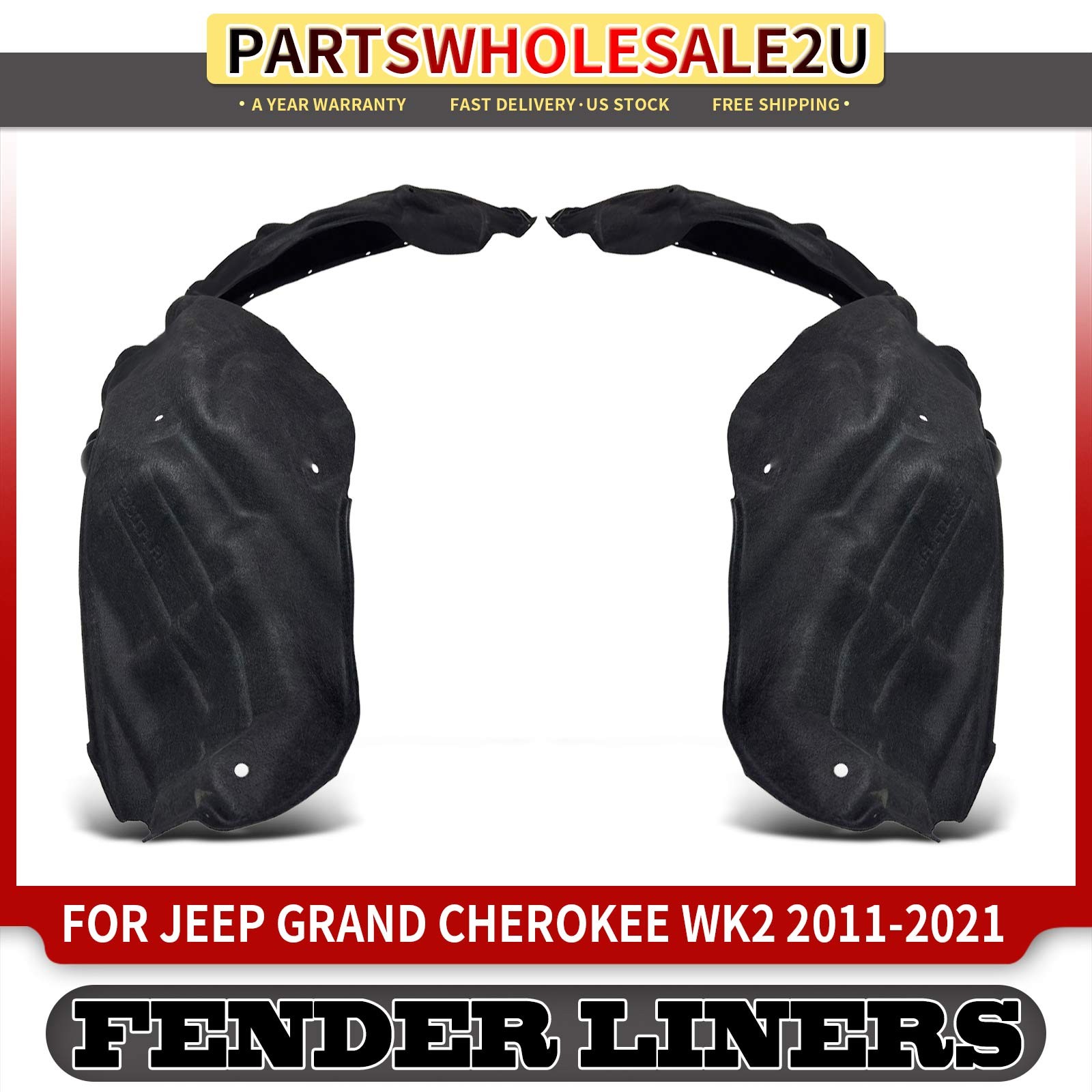 2x Inner Fender Liners Splash Shield Front for Jeep WK2 Grand Cherokee 2011-2021
