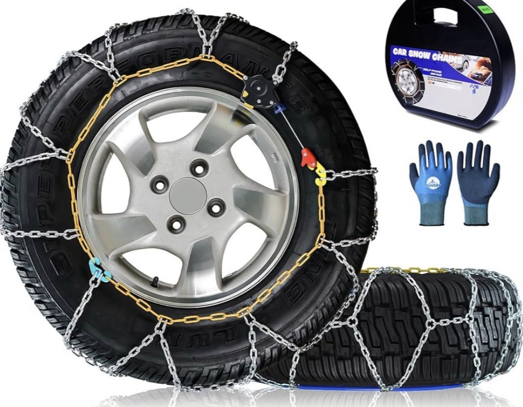 HKN-130 Auto-Fixing Snow Tire Chains Quick Fit Set of 2 Cars SUV Pickup Trucks