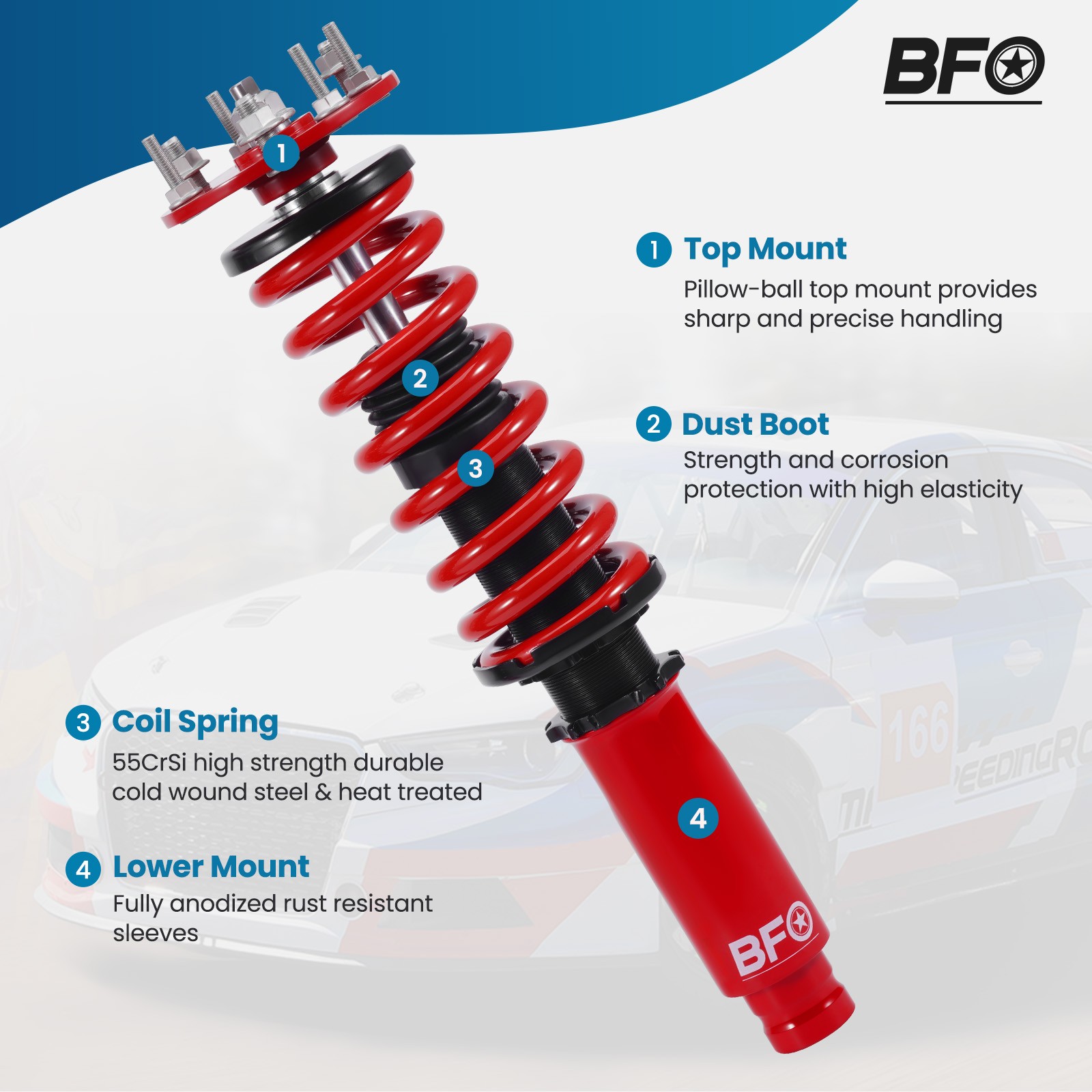 BFO Coilovers Suspension Lowering Kit For Honda Accord 03-07 Acura TL 2004-2008
