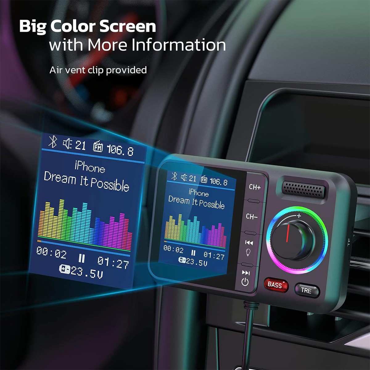 Car FM Wireless Bluetooth Transmitter MP3 Player 2USB Fast Charger Adapter USA~