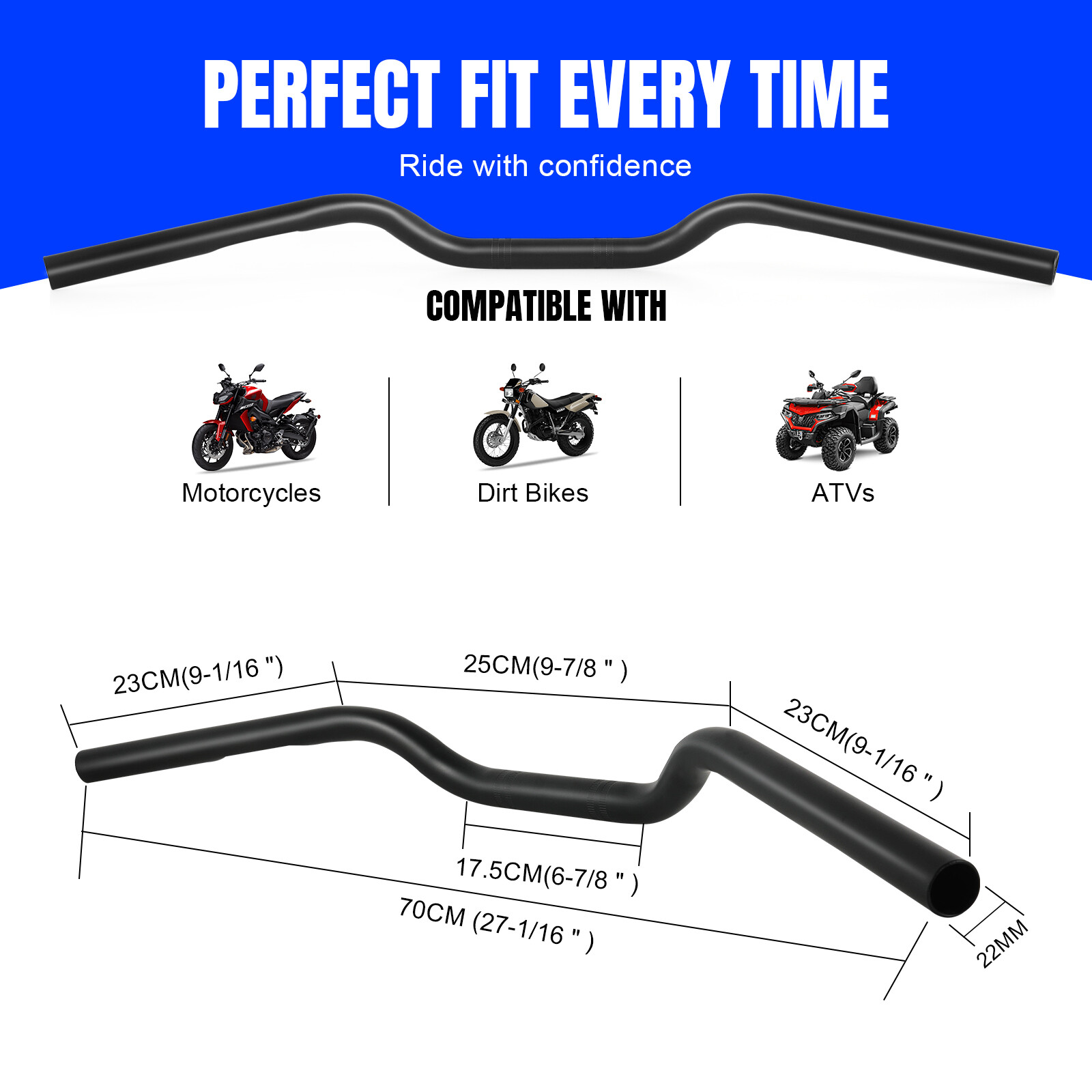 For Yamaha Virago XV 535 750 1000 1100 Motorcycle 7/8″ 22mm Handlebars Drag Bars
