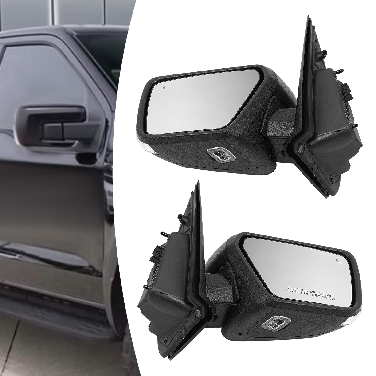Power Heated Mirrors For 2021-2023 Ford F150 w/BSM Blind Spot Manual Fold LH&RH