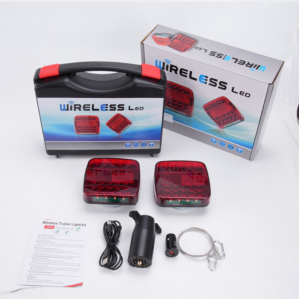 2x Wireless Magnetic Trailer Lights Rechargeable LED Tail Light Kit For Trailer