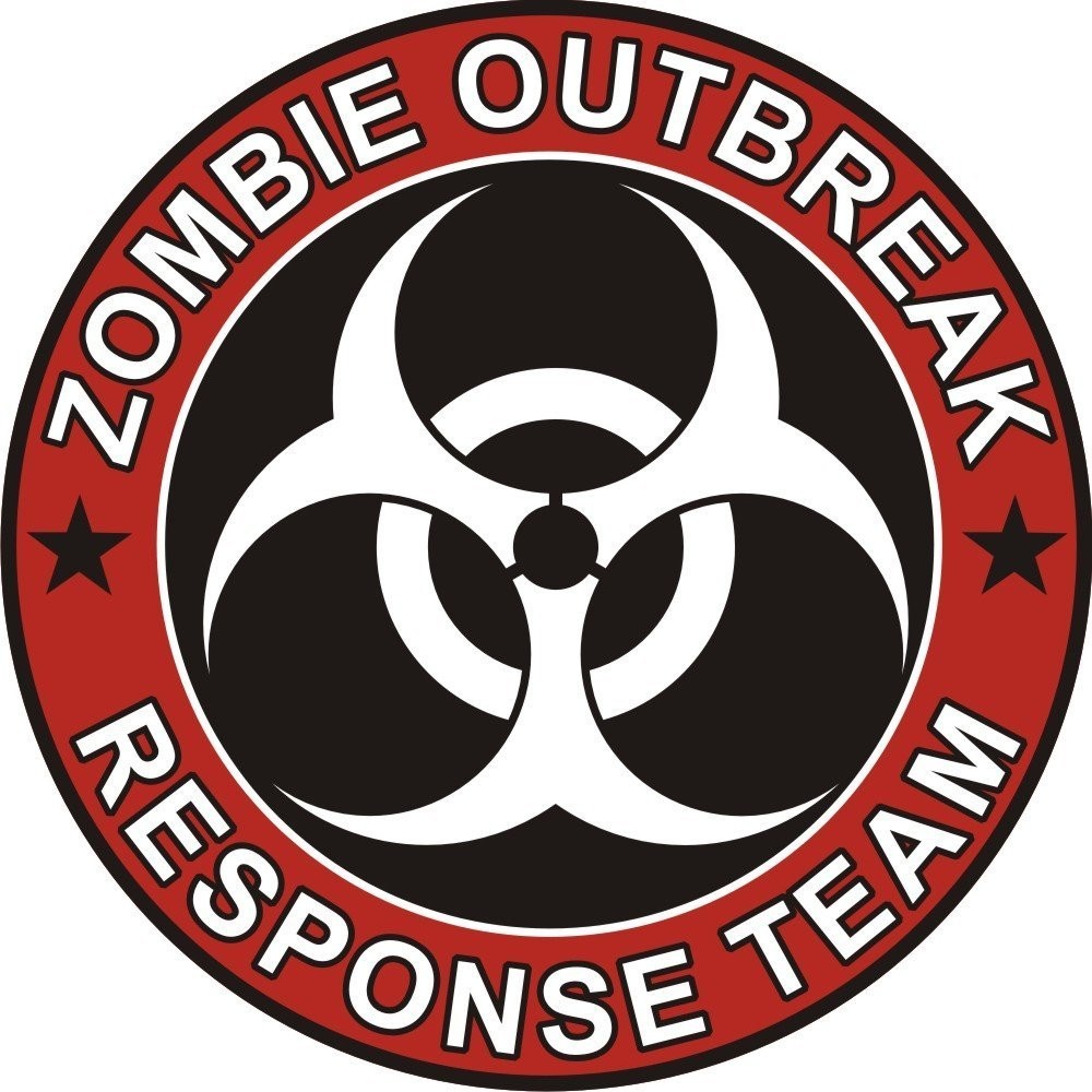 Zombie Outbreak Response Team Skull Vinyl Sticker Decal Red Black White
