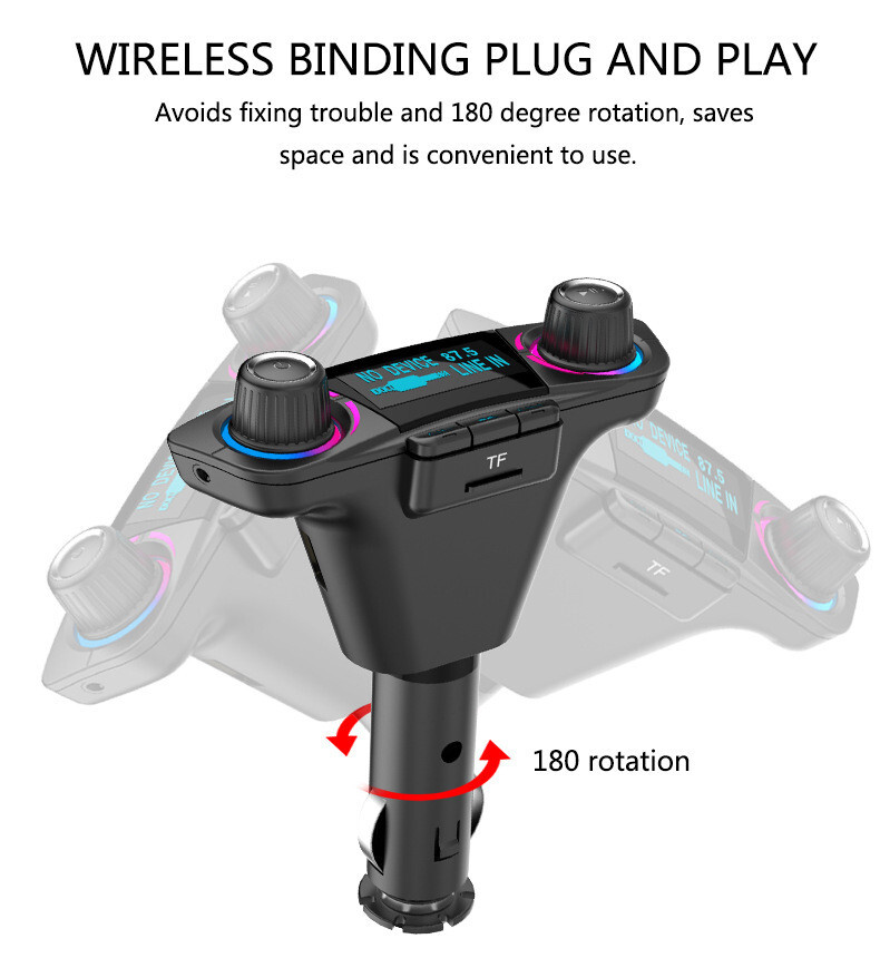 Car MP3 Player Wireless Bluetooth 4.0 FM Handsfree 1.3in LED Screen Accessories