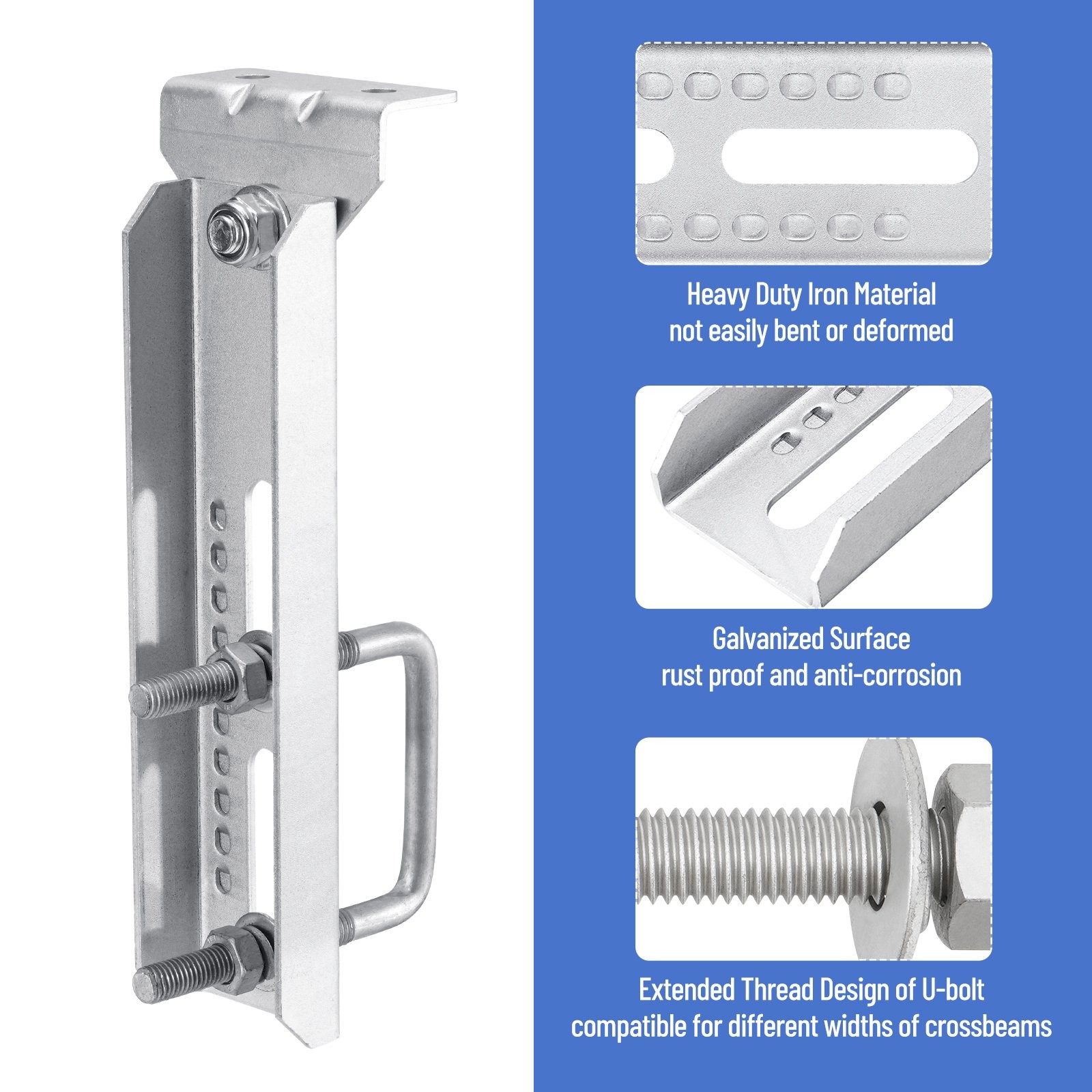 4 Pack 10″ Galvanized Swivel Top Bunk Bracket Kit For Boat Trailer 1.5×3、2×3、3×3