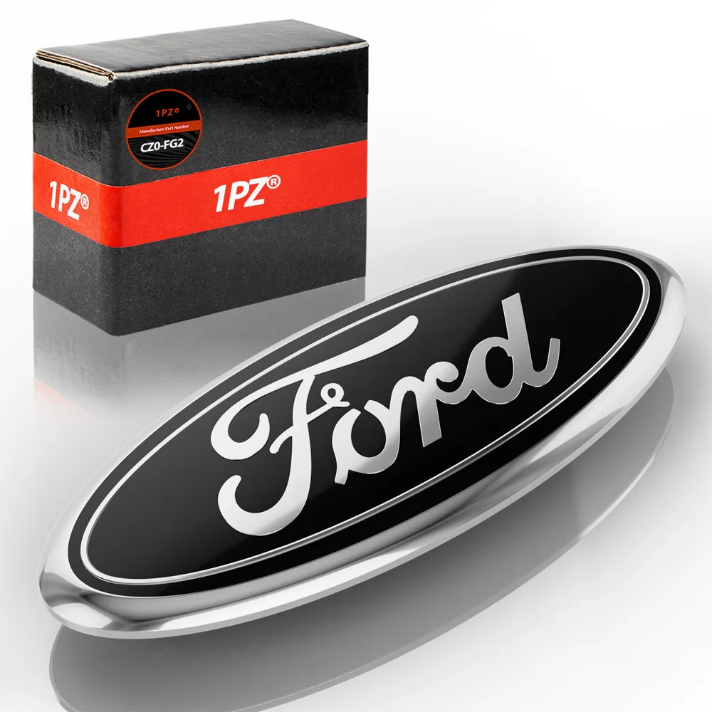 Black & Chrome Front Grille Tailgate 9 Inch Oval Emblem For Ford Explorer Edge